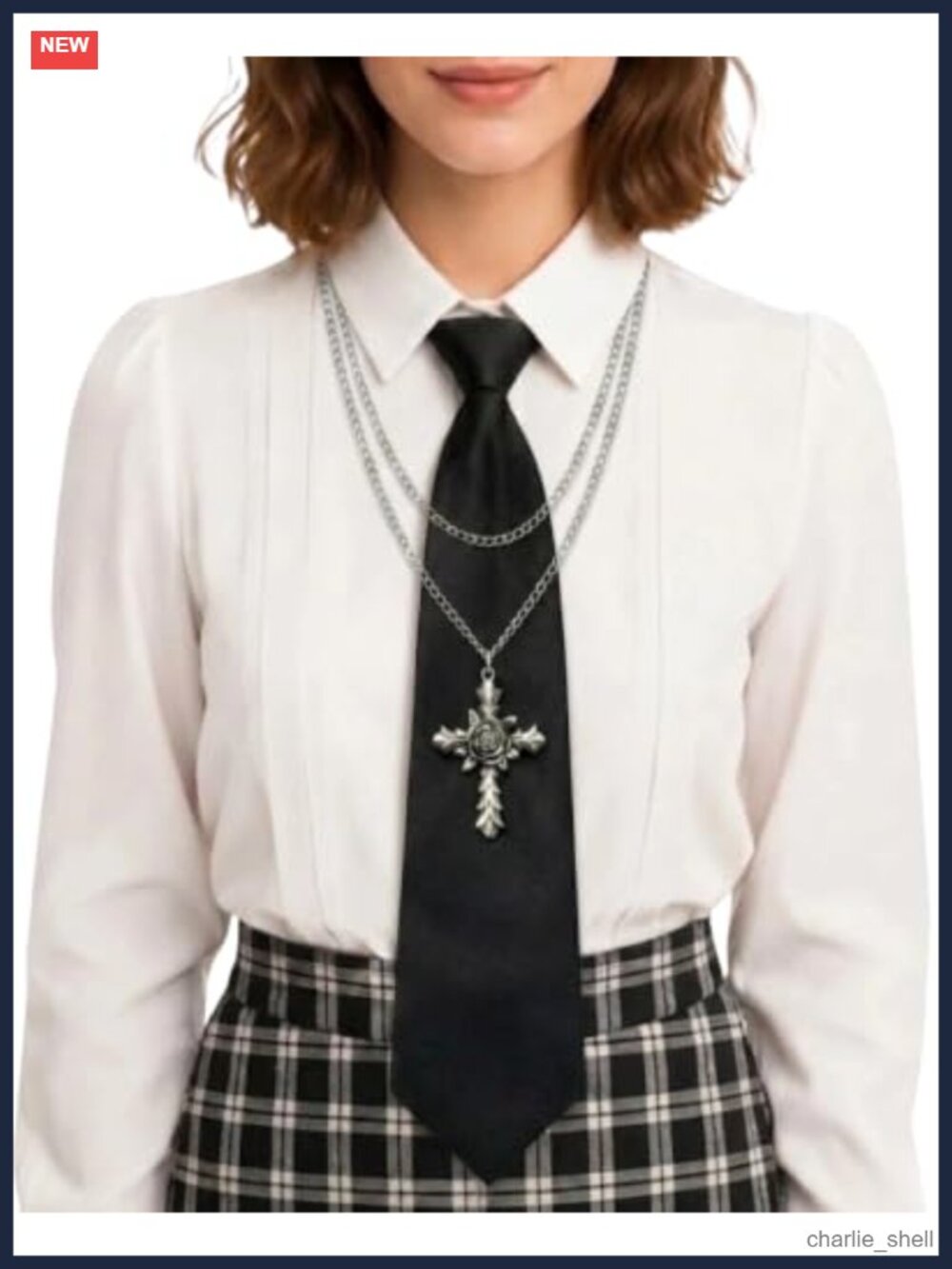Pre-Tied Clip-On Necktie Adjustable Vintage Y2k Cosplay Party Tie